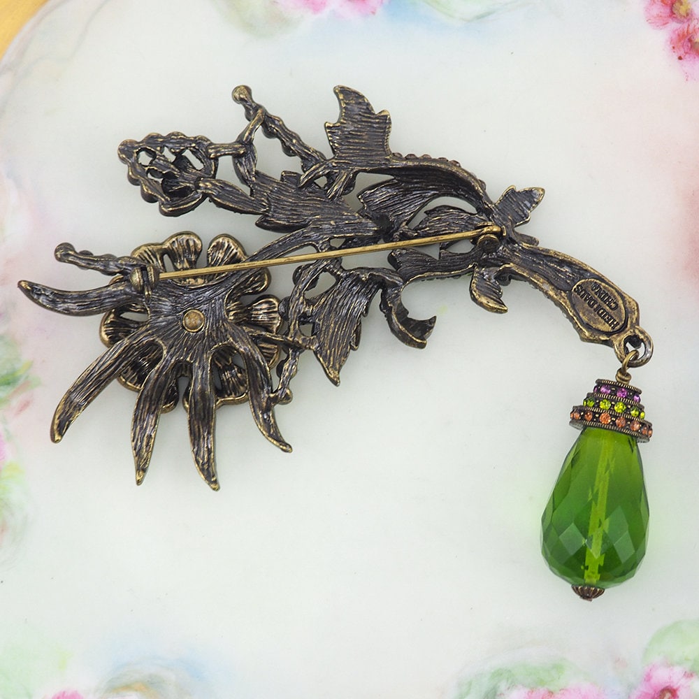 Heidi Daus Brooch, Rhinestone Flower Brooch, Wild Flowers, Multicolor Brooch, Rhinestone Brooch, Crystal Flower Brooch, Large Brooch