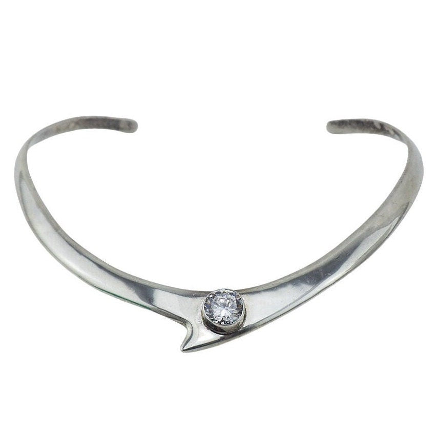 Collar Necklace, Cubic Stone Necklace, Sterling Silver Collar, Mexican Silver Necklace, Silver Necklace, Mexican Silver, Handmade Necklace
