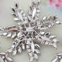 Sherman Brooch Earring Set, Sherman Pink Brooch, Flower Brooch, Vintage Sherman, Rhinestone Brooch Set, Crystal Brooch, Snowflake Brooch