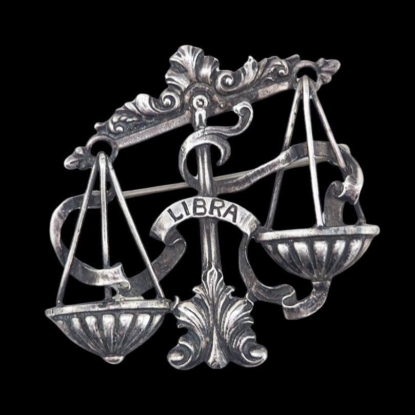 Cini Libra Brooch, Cini Sterling, Cini Zodiac, Vintage Brooch, Cini Brooch, Libra Brooch, Zodiac Brooch, Libra Jewelry, Libra Scales, 925