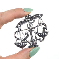 Cini Libra Brooch, Cini Sterling, Cini Zodiac, Vintage Brooch, Cini Brooch, Libra Brooch, Zodiac Brooch, Libra Jewelry, Libra Scales, 925