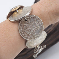 Vintage Netherlands Coin Bracelet, 1930s Coins, Silver Coin Bracelet, Vintage Coins, Silver Coins, Silver Bracelet, 925 Bracelet, OOAK
