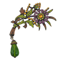 Heidi Daus Brooch, Rhinestone Flower Brooch, Wild Flowers, Multicolor Brooch, Rhinestone Brooch, Crystal Flower Brooch, Large Brooch