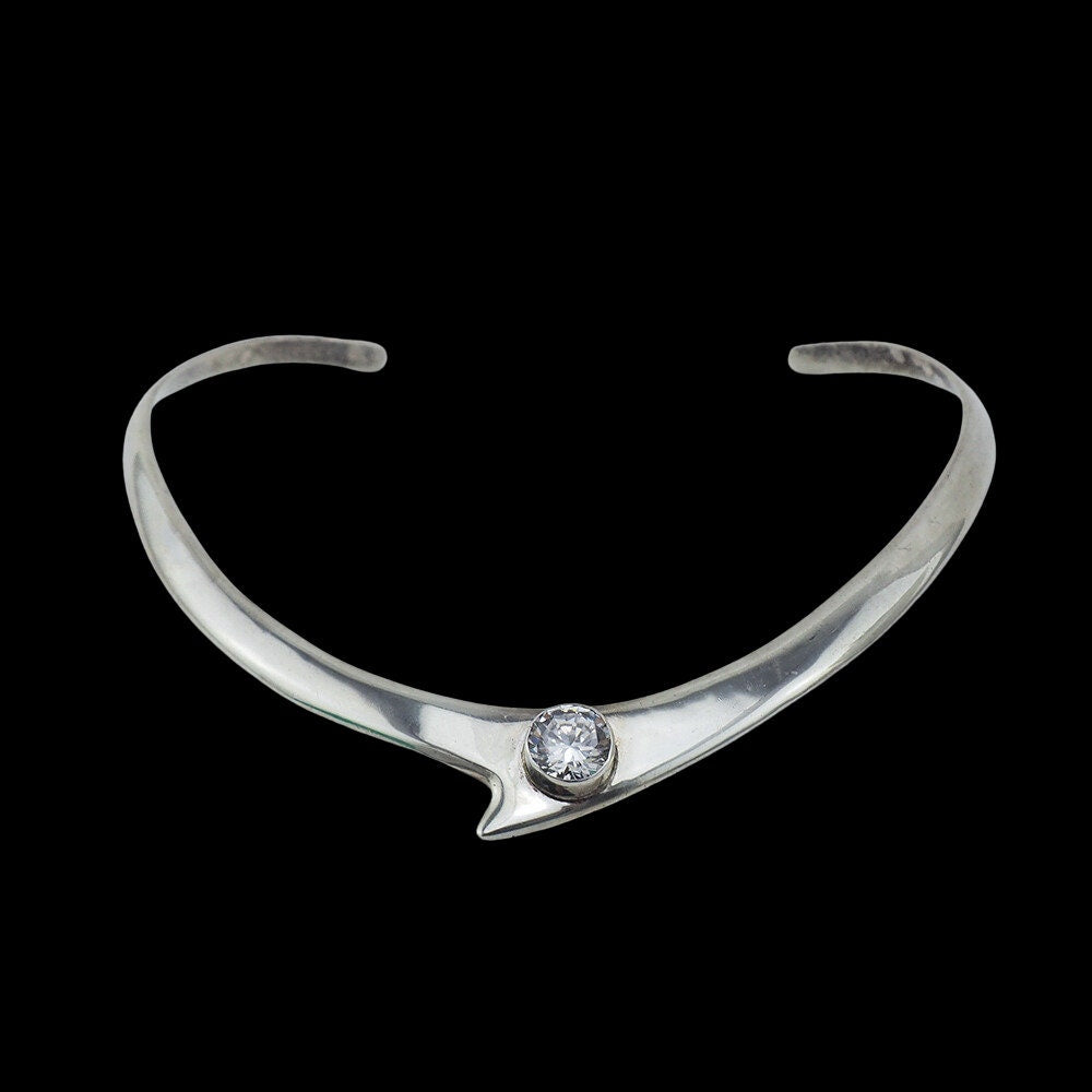 Collar Necklace, Cubic Stone Necklace, Sterling Silver Collar, Mexican Silver Necklace, Silver Necklace, Mexican Silver, Handmade Necklace