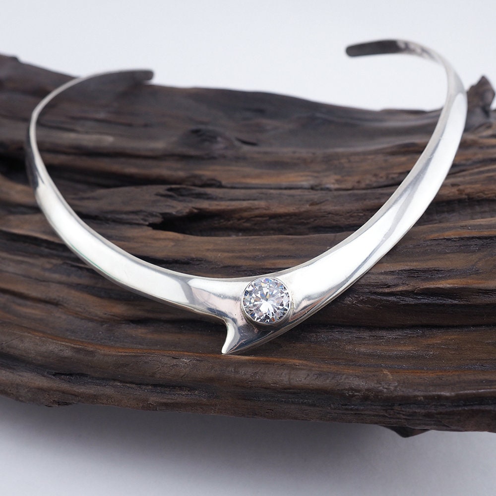 Collar Necklace, Cubic Stone Necklace, Sterling Silver Collar, Mexican Silver Necklace, Silver Necklace, Mexican Silver, Handmade Necklace