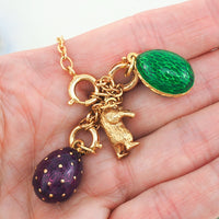 Joan Rivers Charms, Joan Rivers Egg, Charm Extension, Set of 3, Faberge Egg, Egg Necklace, Bear Charm, Charm Set, Enamel Egg Charm