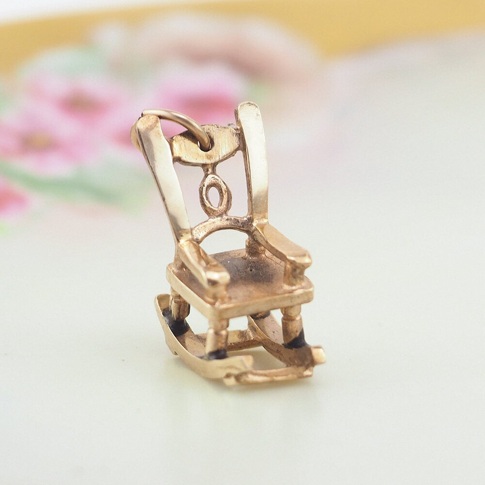 10K Gold Charm, Rocking Chair Charm, Vintage Charm, Charm Bracelet, Pendant Charm, Gold Charms, Vintage Charms, Vintage Gold Pendant