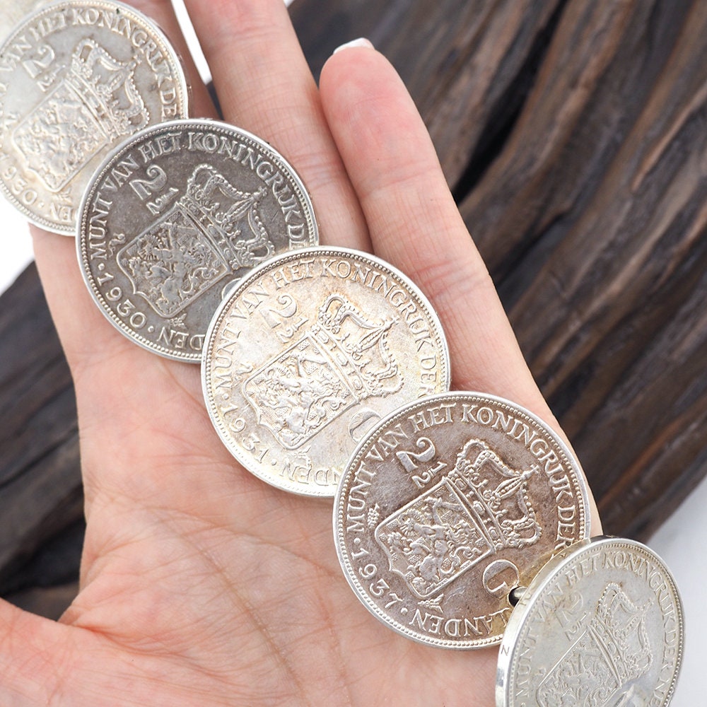 Vintage Netherlands Coin Bracelet, 1930s Coins, Silver Coin Bracelet, Vintage Coins, Silver Coins, Silver Bracelet, 925 Bracelet, OOAK