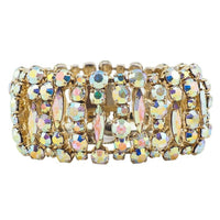 Wide Sherman Rhinestone Bracelet, Vintage Bracelet, Aurora Borealis Bracelet, Sherman Bracelet, Sherman Jewelry, Bridal Jewelry, Crystal