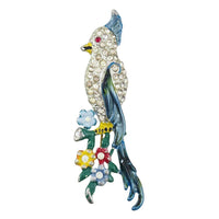 Vintage Bird Brooch, 1940s Brooch, Pot Metal Brooch, Enamel Brooch, Rhinestone Brooch, Vintage Brooch, Floral Brooch, 1940s Jewelry