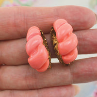 Miriam Haskell Earrings, Vintage Earrings, Haskell Coral Earrings, Clip On Earrings, Haskell Jewelry, Screwback Earrings, Haskell Jewellery
