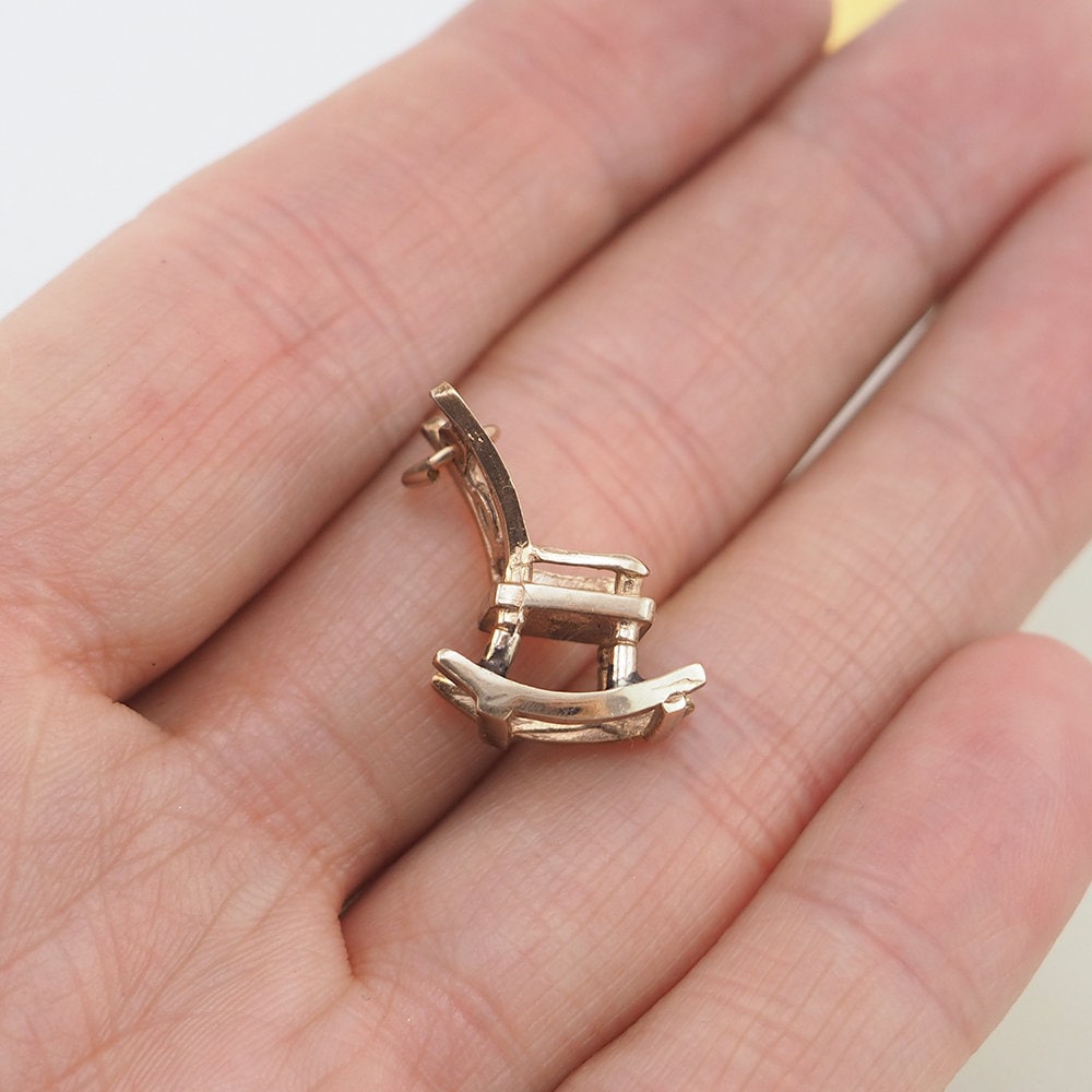10K Gold Charm, Rocking Chair Charm, Vintage Charm, Charm Bracelet, Pendant Charm, Gold Charms, Vintage Charms, Vintage Gold Pendant