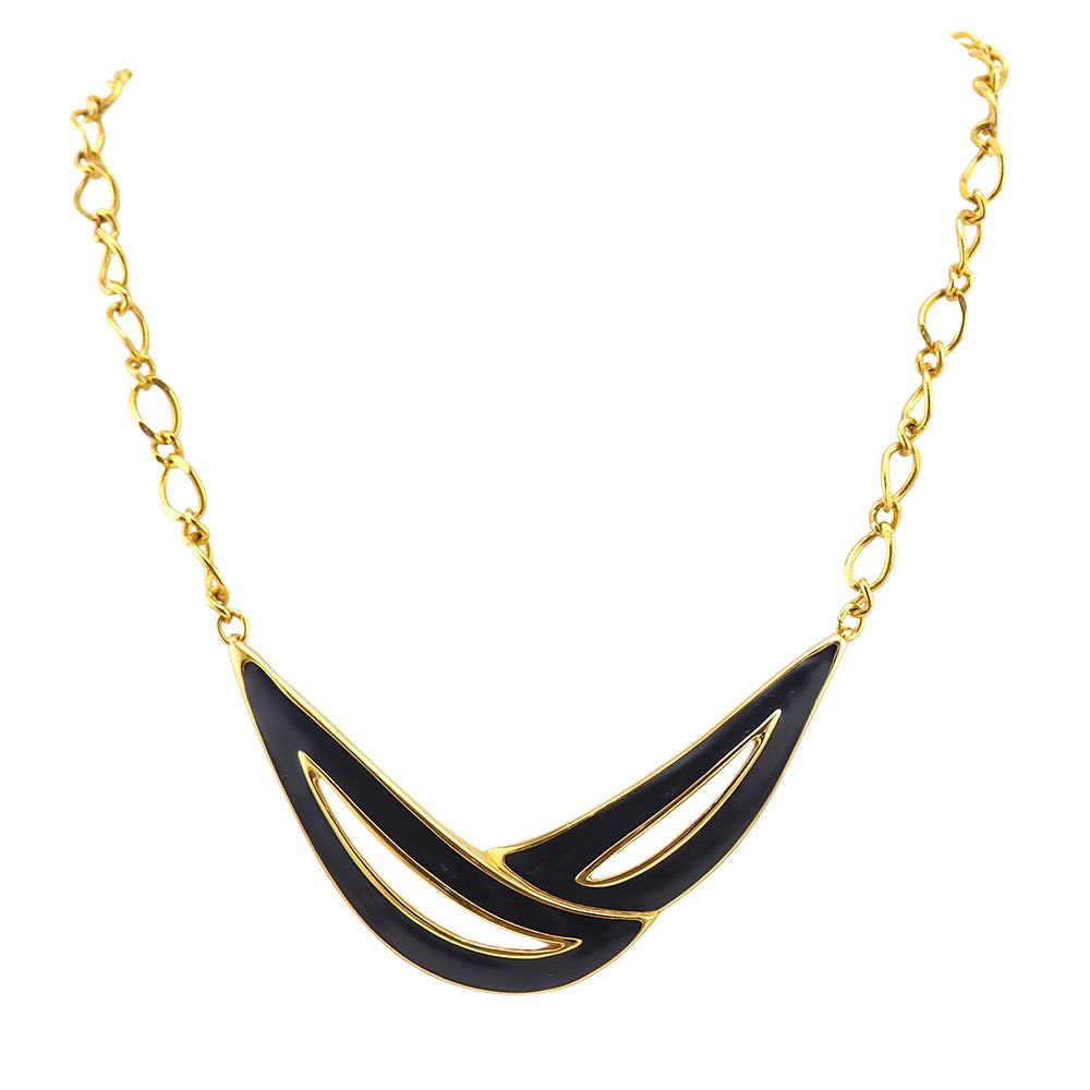Vintage Monet Black Enamel Necklace – Vintage Jewelry Girl