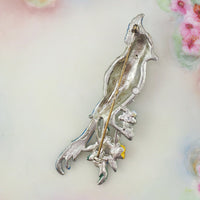 Vintage Bird Brooch, 1940s Brooch, Pot Metal Brooch, Enamel Brooch, Rhinestone Brooch, Vintage Brooch, Floral Brooch, 1940s Jewelry