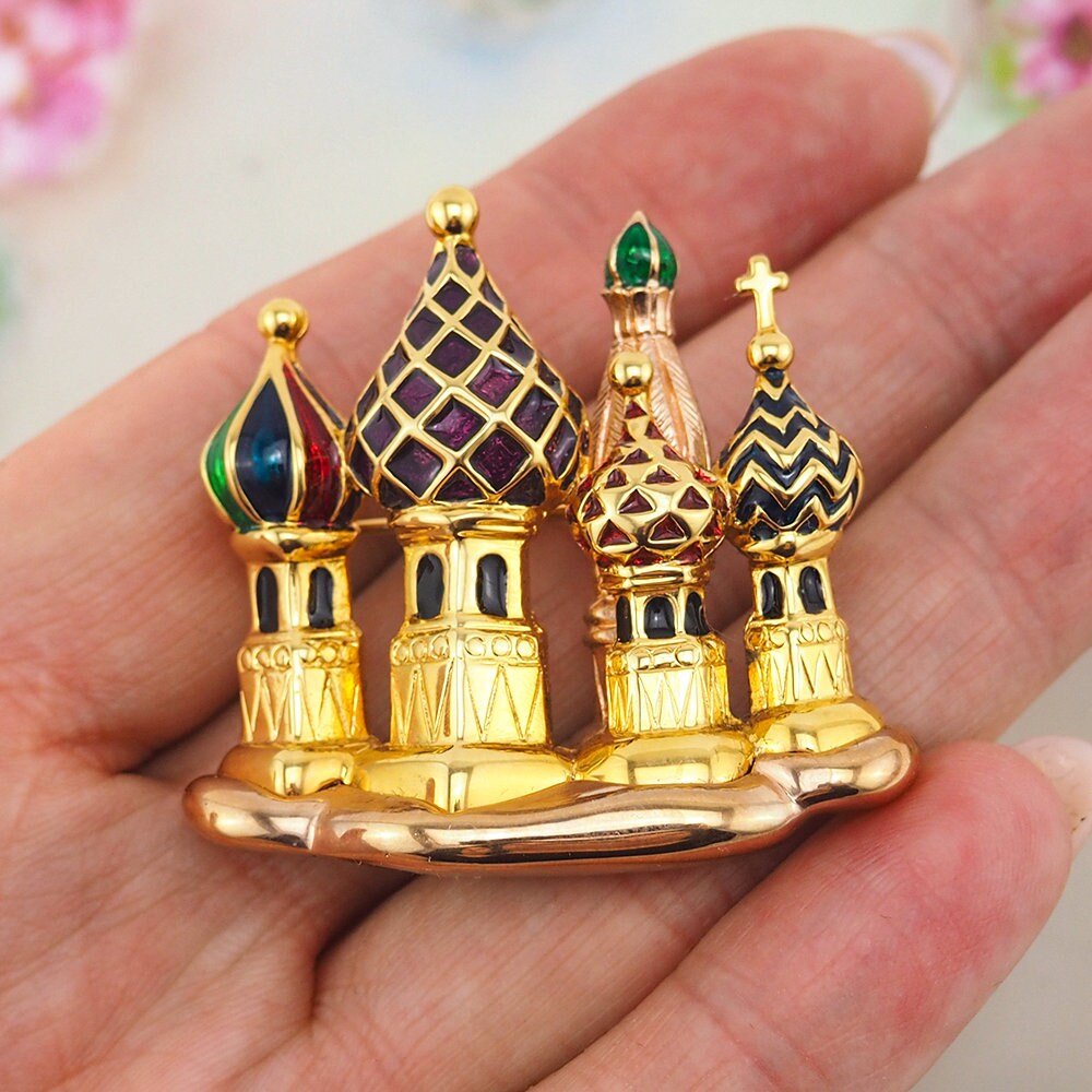 Joan Rivers Brooch, Cathedral Brooch, St. Basils Cathedral, Enamel Brooch, Designer Brooch, Joan Rivers Jewelry, Joan Rivers Pin