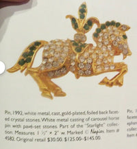 Napier Brooch, Carousel Horse Brooch, Vintage Brooch, Horse Pin, Figural Brooch, Napier Jewelry, Rhinestone Brooch, Gold Plated Brooch