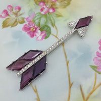 Arrow Brooch, 1940s Brooch, Large Brooch, Vintage Brooch, Glass Stones, Rhinestone Brooch, Long Brooch, Statement Brooch, Art Deco Brooch