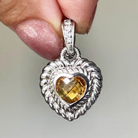 Judith Ripka Enhancer, Heart Pendant, Citrine Pendant, Heart Enhancer, Sterling Enhancer, Judith Ripka Pendant, Sterling Silver Heart, 925