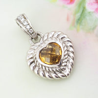 Judith Ripka Enhancer, Heart Pendant, Citrine Pendant, Heart Enhancer, Sterling Enhancer, Judith Ripka Pendant, Sterling Silver Heart, 925