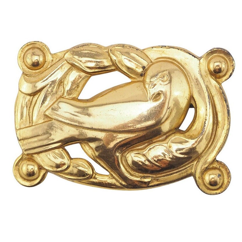 Coro Brooch, Dove Brooch, Vermeil Brooch, Bird Brooch, Vintage Brooch, Gold Plated Brooch, Coro Sterling, Vintage Coro, 1940s Brooch