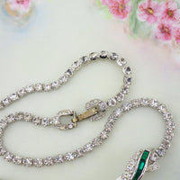 Boucher Necklace, Vintage Necklace, Rhinestone Necklace, Baguette Necklace, Emerald Green, Bridal Necklace, Vintage Rhinestone Necklace