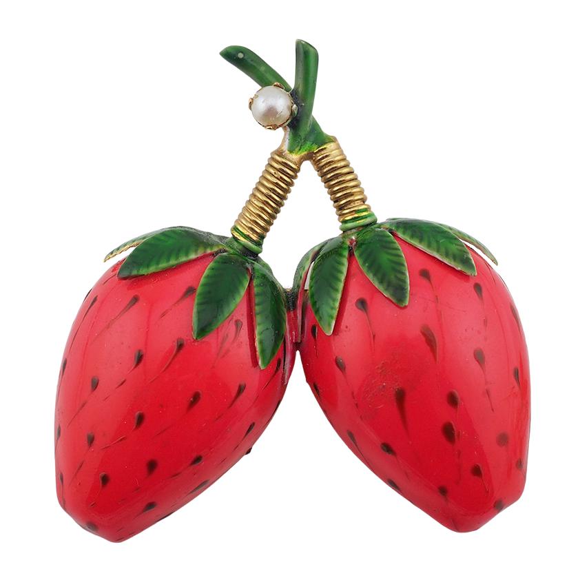 Robert Original 苺のブローチ エナメル USA ヴィンテージ アメリカ ヴィンテージ Original by Robert エナメル いちご