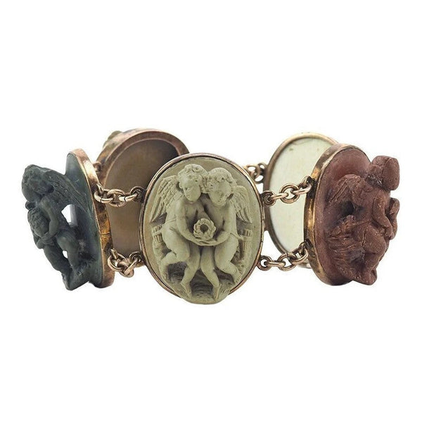 Antique Victorian Lava Cameo Bracelet