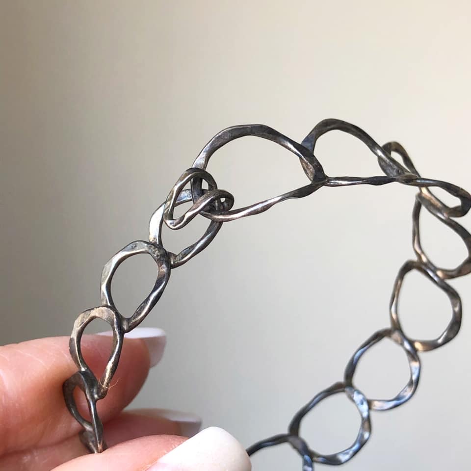 Sterling Silver Hammered Circles Bracelet