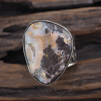 Grande bague de déclaration en argent sterling avec opale Boulder - taille 7