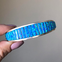 Sterling Silver Opal Cuff Bracelet - Navajo Cuff Bracelet