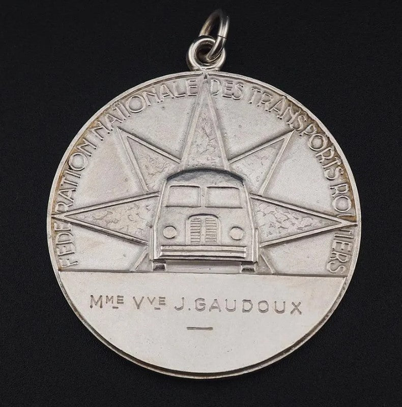 Vintage Silver Art Deco Transportation Medal Pendant