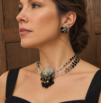 Vintage Crystal Beaded Necklace and Earring Set