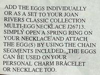 Joan Rivers Charms, Joan Rivers Egg, Charm Extension, Set of 3, Faberge Egg, Egg Necklace, Egg Charm, Cards Charm, Bird Charm, Enamel Egg