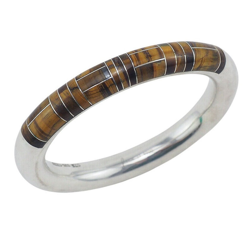 Mexican Bracelet, Tiger Eye Inlay, Mexico Silver Jewelry, Vintage Bracelet, Mexico 925, Silver Inlay, Bangle Bracelet, Silver Bangle