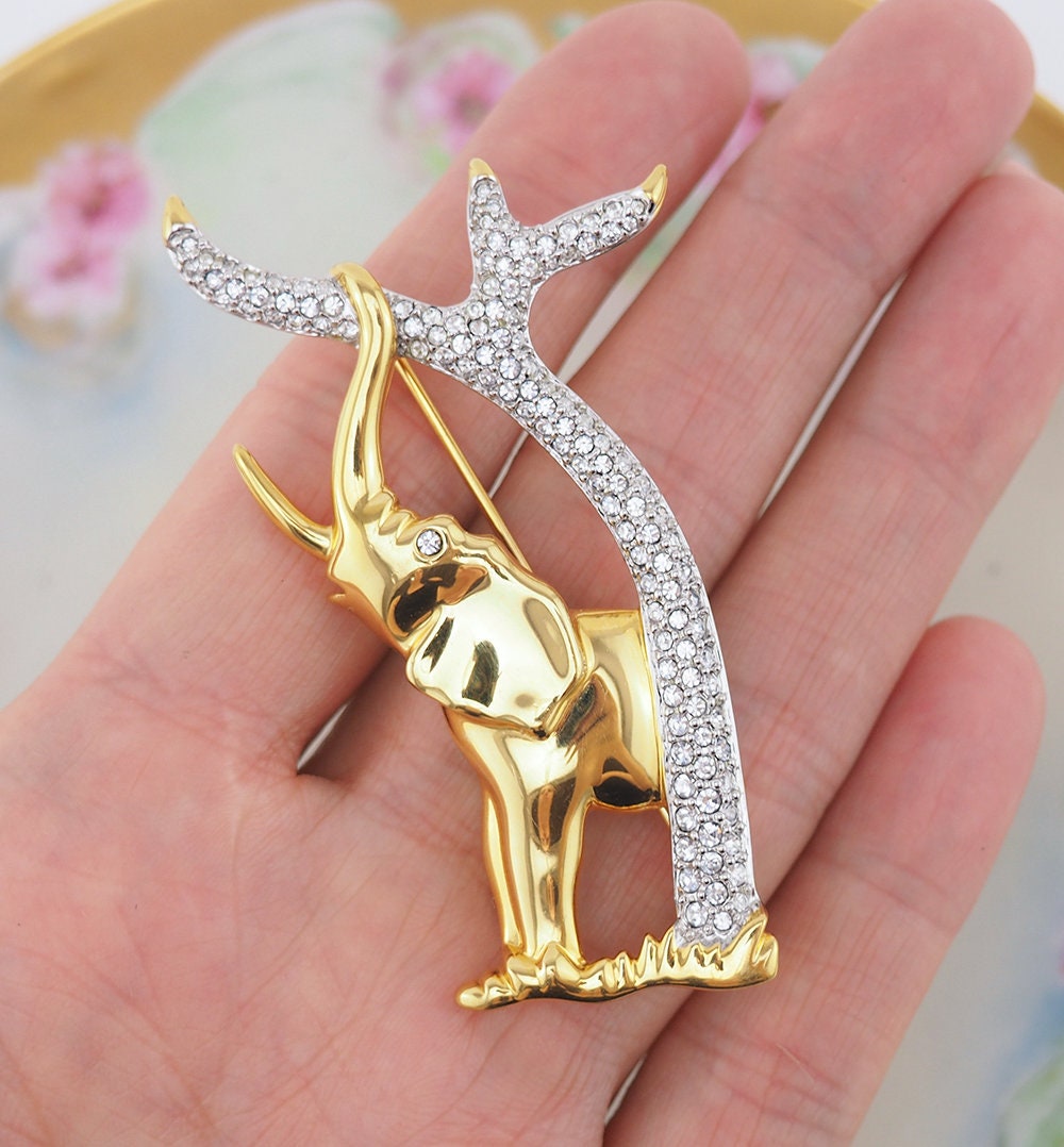 Retired Swarovski Elephant Crystal Brooch