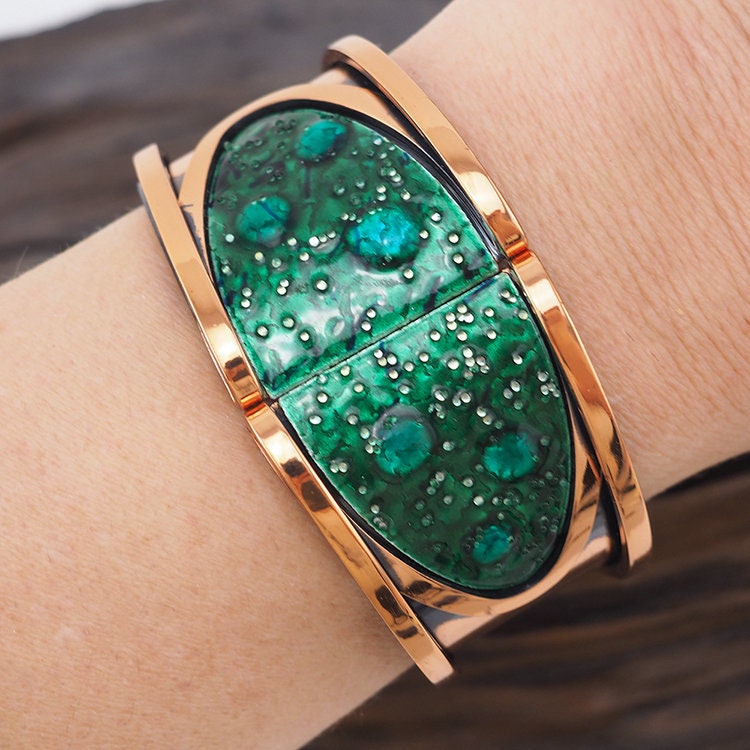 Vintage Modern shops Mid-Century Rebajes Copper Enamel Bracelet