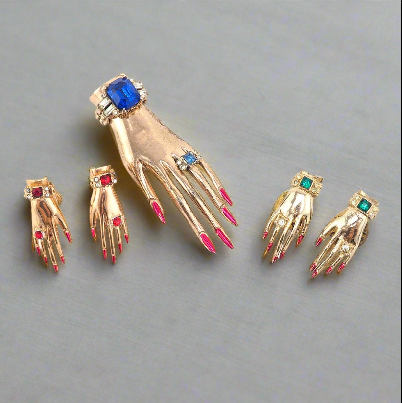 1940s Coro Sterling Hand Earrings - Adolph Katz – Vintage Jewelry Girl