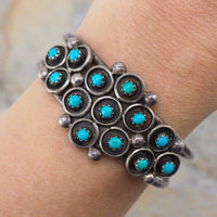 Turquoise Bracelet, Zuni Bracelet, Snake Eye Turquoise, Sterling Silver Bracelet, Cuff Bracelet, Native American Bracelet, Vintage Bracelet