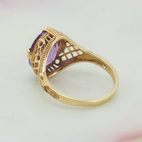 Gold Amethyst Ring, 14K Gold Ring, Vintage Gold Ring, Filigree Ring, Amethyst Ring, Solitaire Ring, February Birthstone Ring, 585 Gold Ring