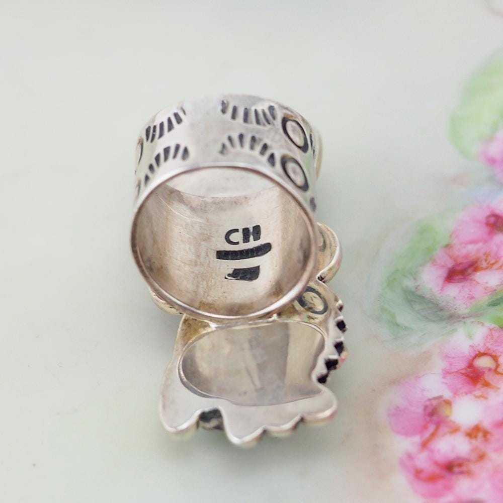 Mexican Silver Southwestern Turquoise Ring - Size 5 – Vintage