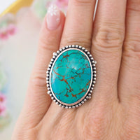 Turquoise Ring, Sterling Silver Ring, Southwestern Ring, Blue Stone Ring, Big Turquoise Ring, Statement Ring, Size 6 Ring, Oval Ring, 925