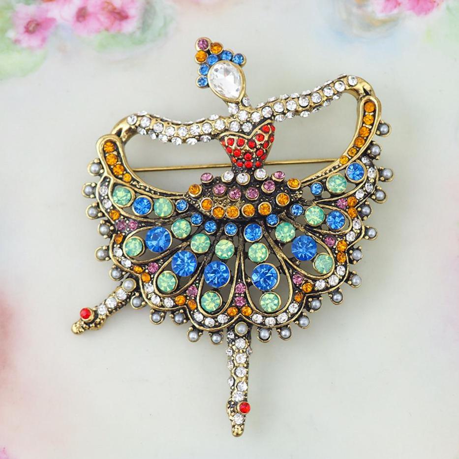 Heidi Daus Brooch, Dancer Brooch, Ballerina Brooch, Rhinestone Brooch, Rhinestone Pin, Statement Brooch, Multicolor Brooch, Figural Brooch