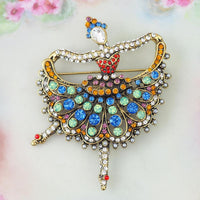 Heidi Daus Brooch, Dancer Brooch, Ballerina Brooch, Rhinestone Brooch, Rhinestone Pin, Statement Brooch, Multicolor Brooch, Figural Brooch