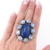 Lapis Lazuli Ring, Moonstone Ring, Large Ring, Southwestern Ring, Sterling Silver Ring, Handmade Ring, Statement Ring, Size 9, Gemstone Ring