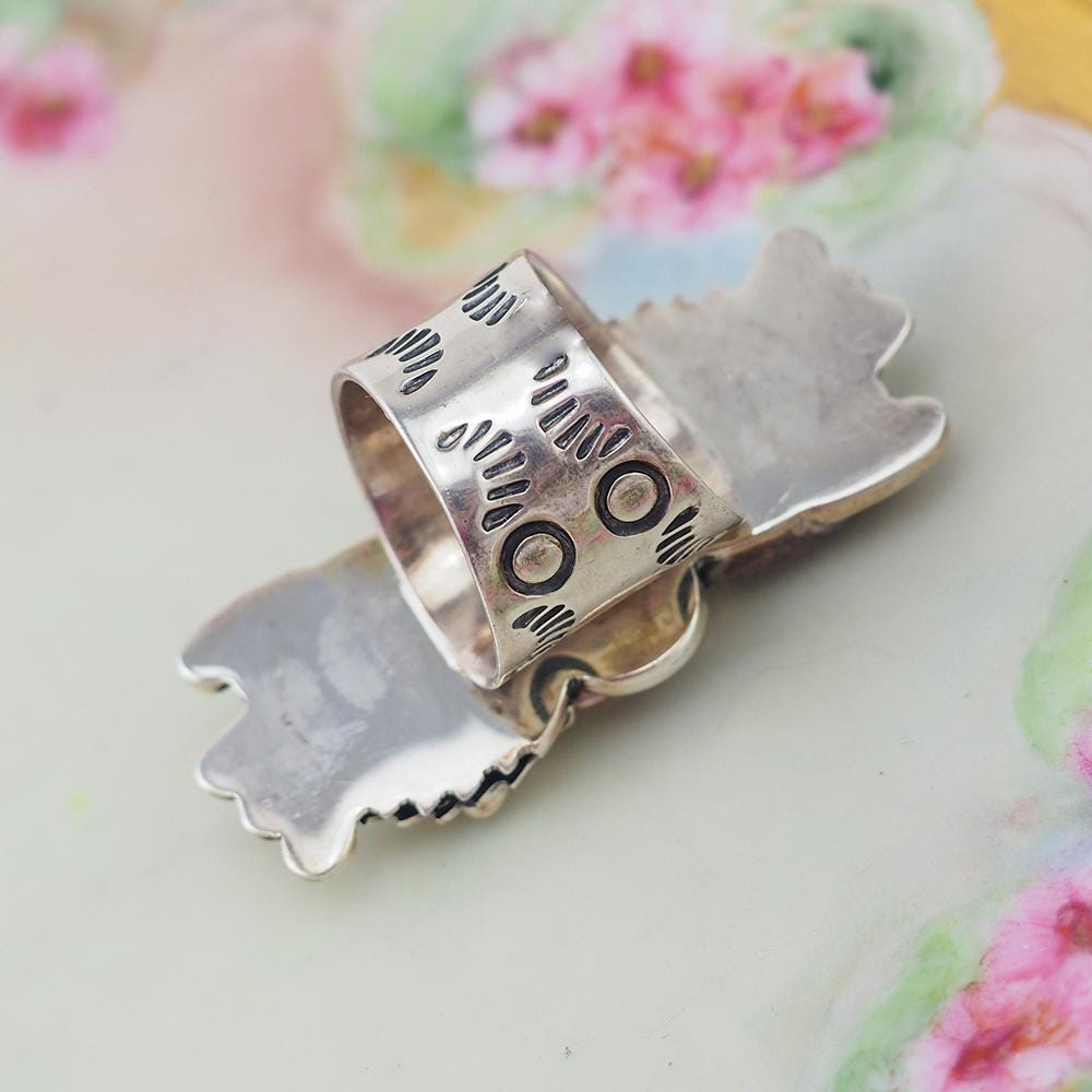 Mexican Silver Southwestern Turquoise Ring - Size 5 – Vintage