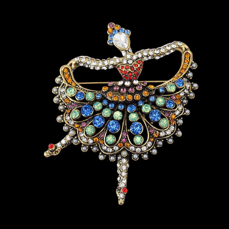 Heidi Daus Brooch, Dancer Brooch, Ballerina Brooch, Rhinestone Brooch, Rhinestone Pin, Statement Brooch, Multicolor Brooch, Figural Brooch