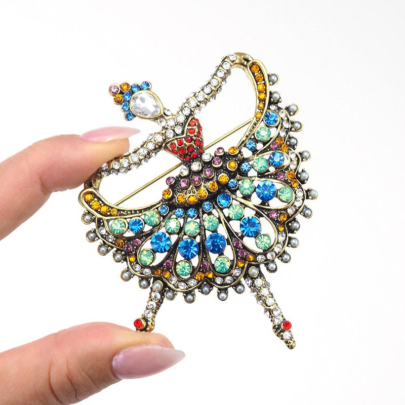 Heidi Daus Brooch, Dancer Brooch, Ballerina Brooch, Rhinestone Brooch, Rhinestone Pin, Statement Brooch, Multicolor Brooch, Figural Brooch