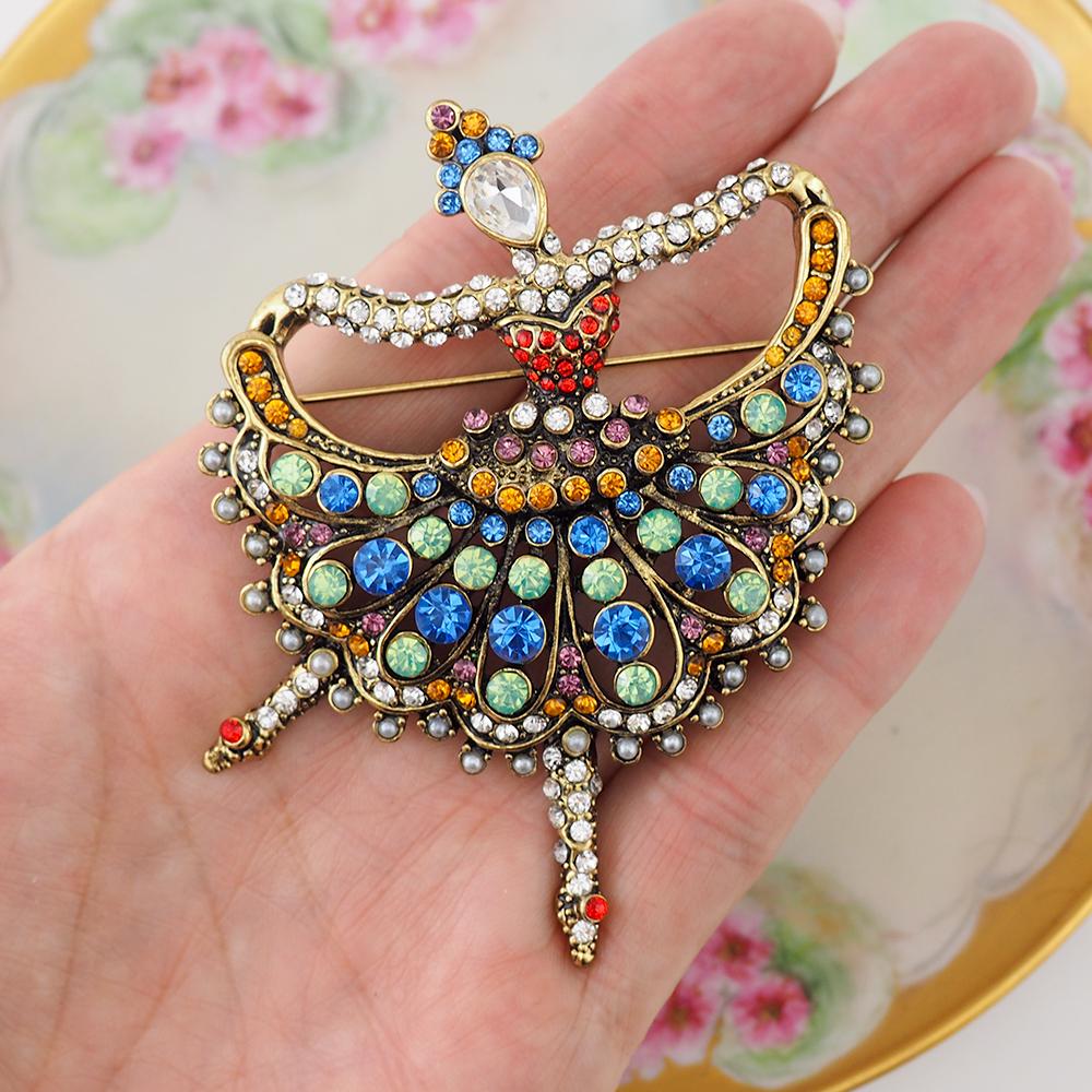 Heidi Daus Rhinestone Dancer Brooch – Vintage Jewelry Girl