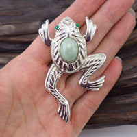 Judith Ripka Brooch, Frog Brooch, Sterling Silver Brooch, Jade Brooch, Designer Brooch, Judith Ripka Jewelry, 925 Brooch, Judith Ripka Frog