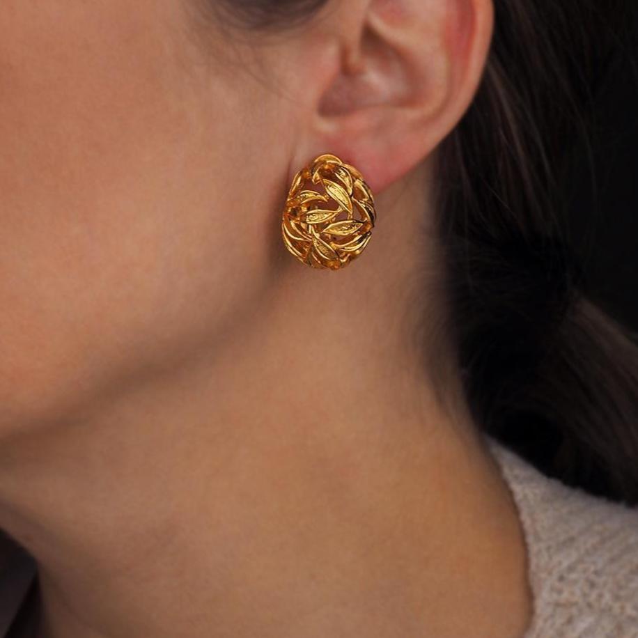 Vintage Earrings D'Orlan Gold Tone Half Hoop – Vintage
